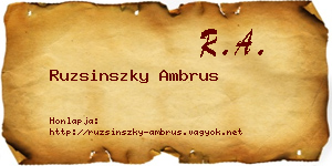 Ruzsinszky Ambrus névjegykártya